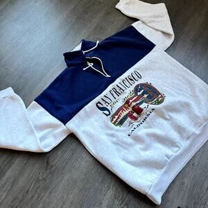Vintage San Francisco Quarter Zip Sweatshirt XL Colorblock 90s Y2K Streetwear